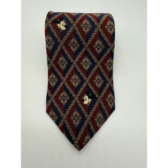 Walt Disney World Mickey Mouse Logo (Hidden Mickey) Neck Tie Blue 100% Silk - Picture 1 of 6